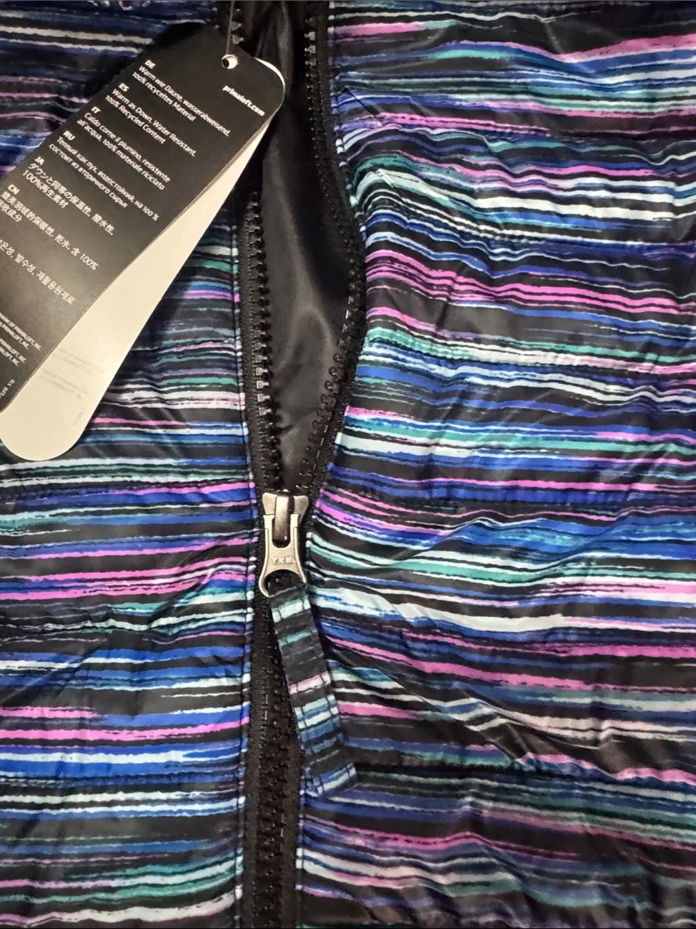Lands' End girls Striped Quilted Jacket in Blue, Purple and Black new with tags